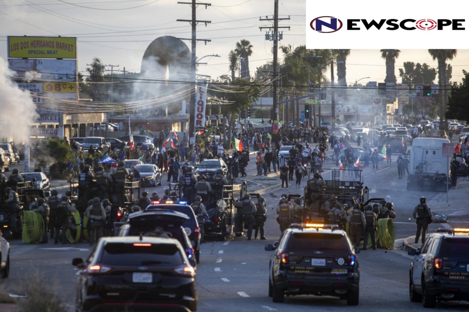 Riots breakout in downtown Los Angeles to protest immigration raids