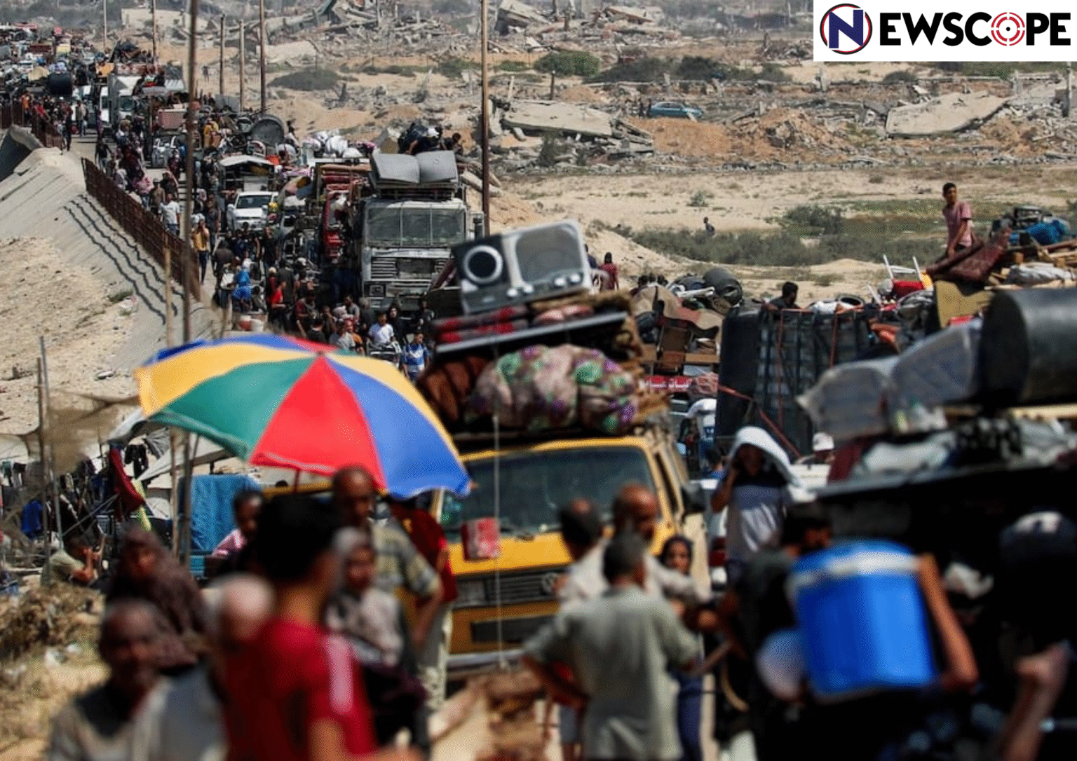 Civilians of Gaza shown a narrow road to evacuate before Israeli soldiers prepare to strike in search for Hamas